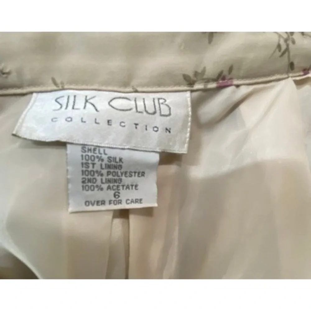 Silk Club Collection Vintage 100% Silk Floral Maxi Skirt Cream Purple Womens 6
